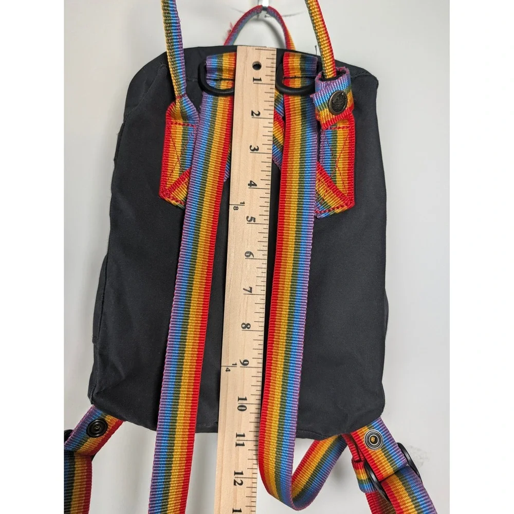 Fjallraven Unisex Backpack Kanken Rainbow Mini 23621 Vinylon F Black One Size